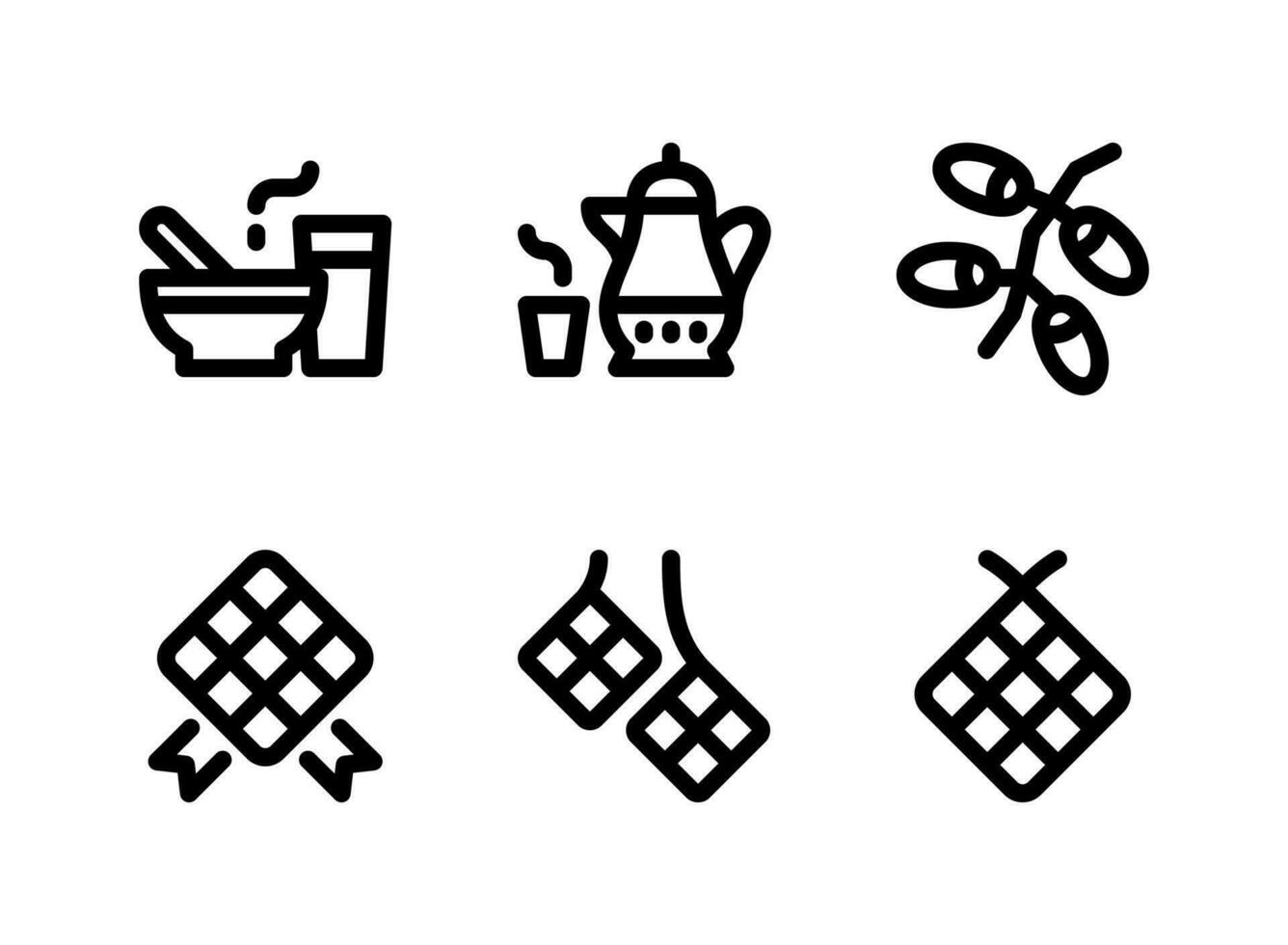 Simple Set of Ramadan Related Vector Line Icons. Contains Icons as Iftar Food and Drink, Dates Fruit and more.