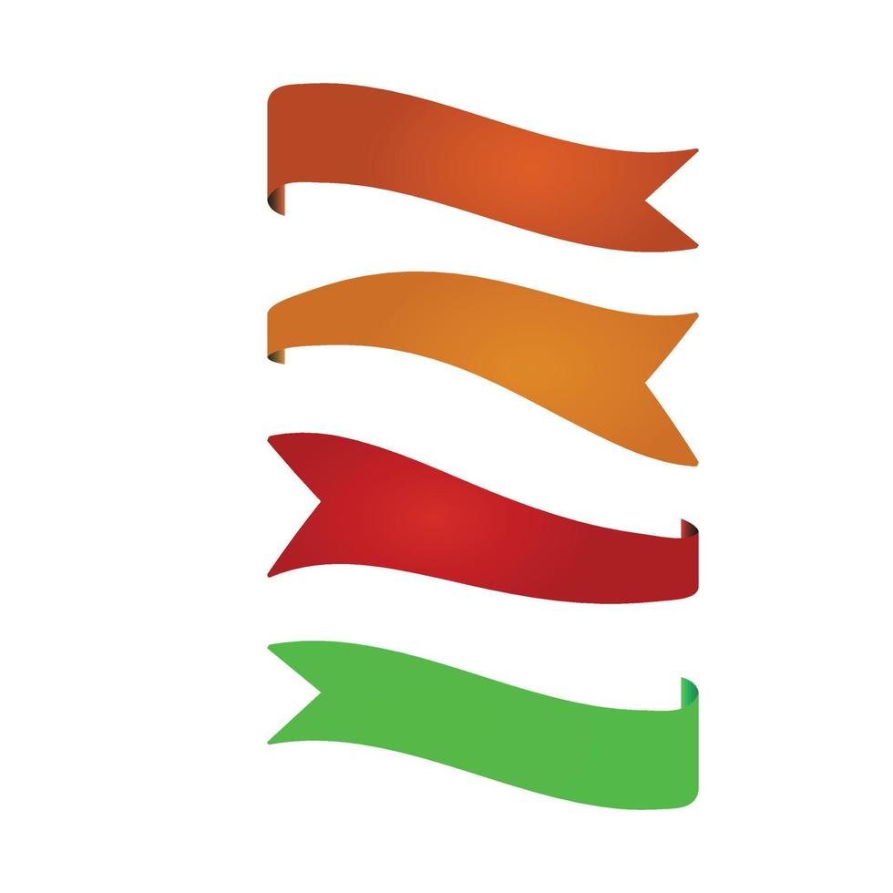 Flat ribbons banners flat isolated on white background. illustration vector