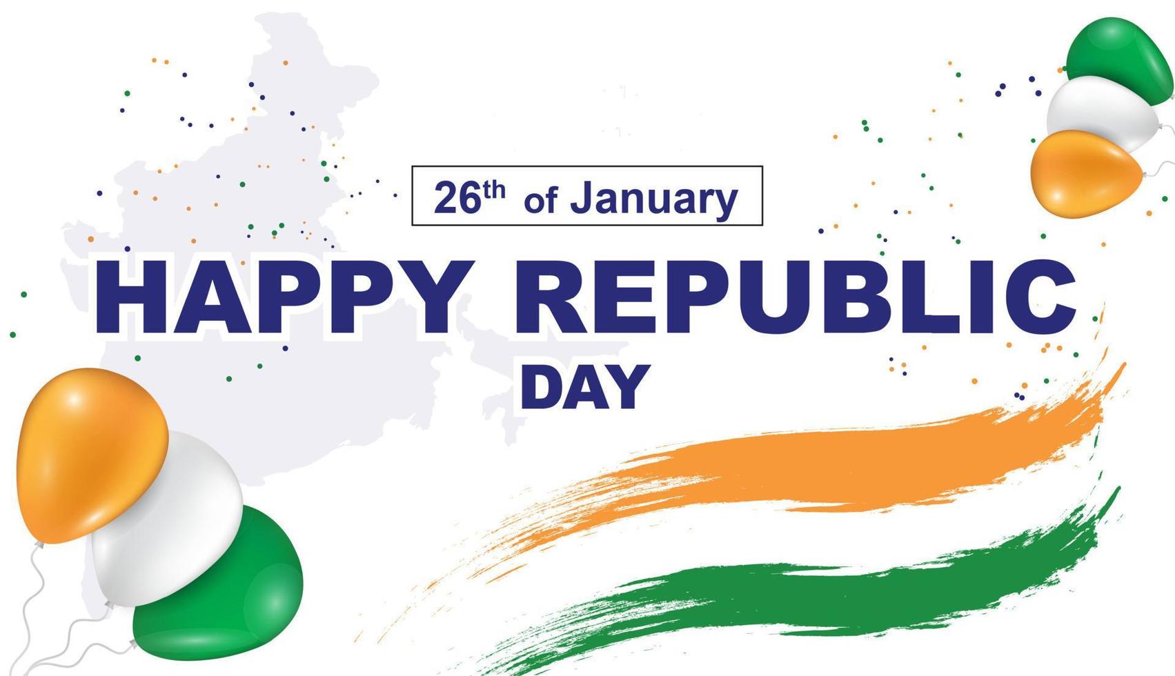 feliz día de la república de la india - 26 de enero. ilustraciones patrióticas con la bandera india. plantilla para pancarta o póster. vector