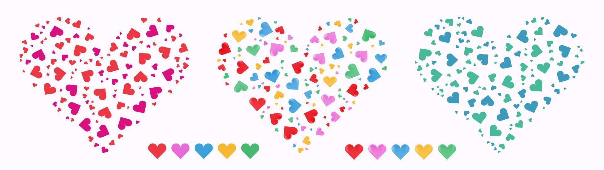 corazón para el día de san valentín lleno de pequeños corazones y puntos de colores vector