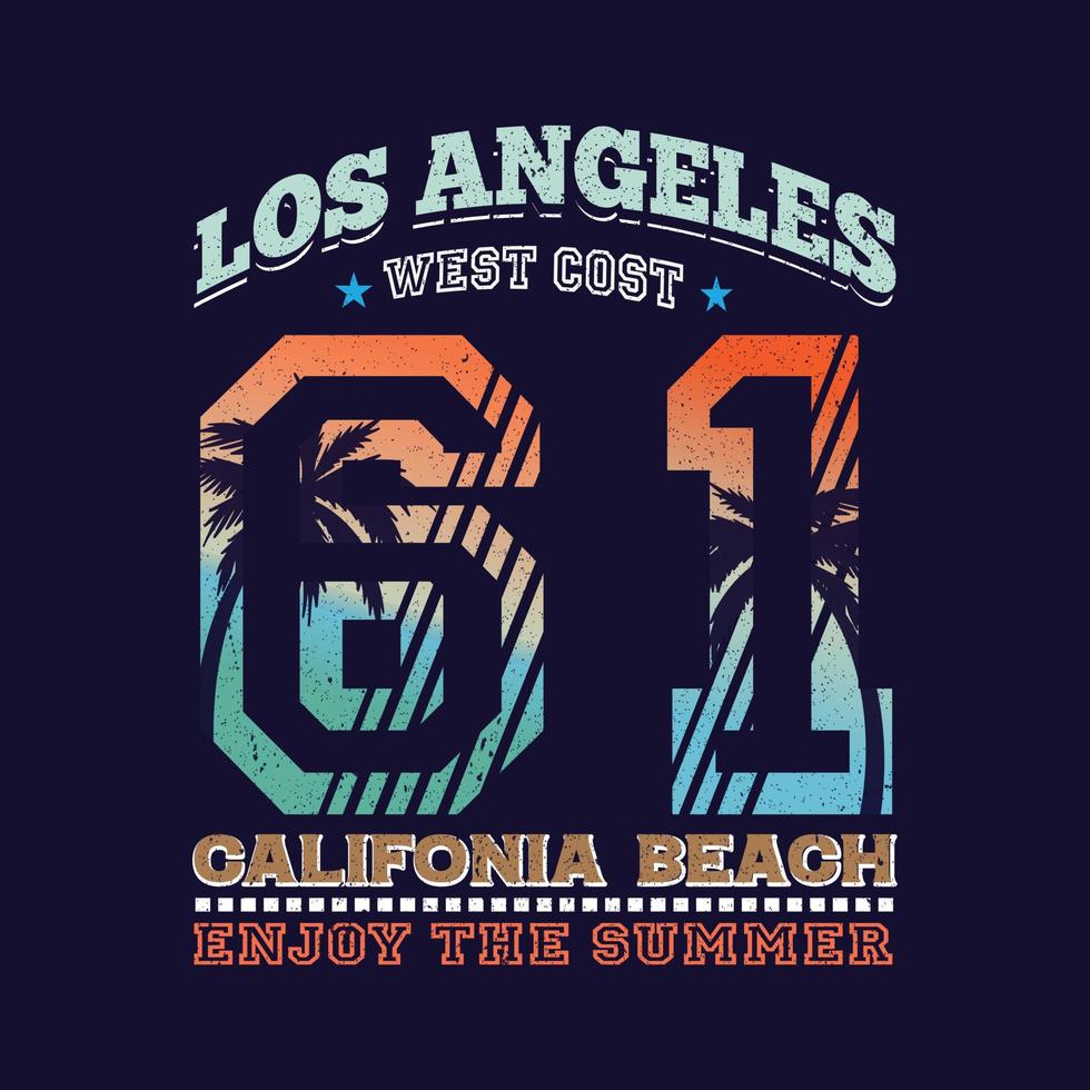 Los Angeles beach vintage t-shirt design for summer vacation vector