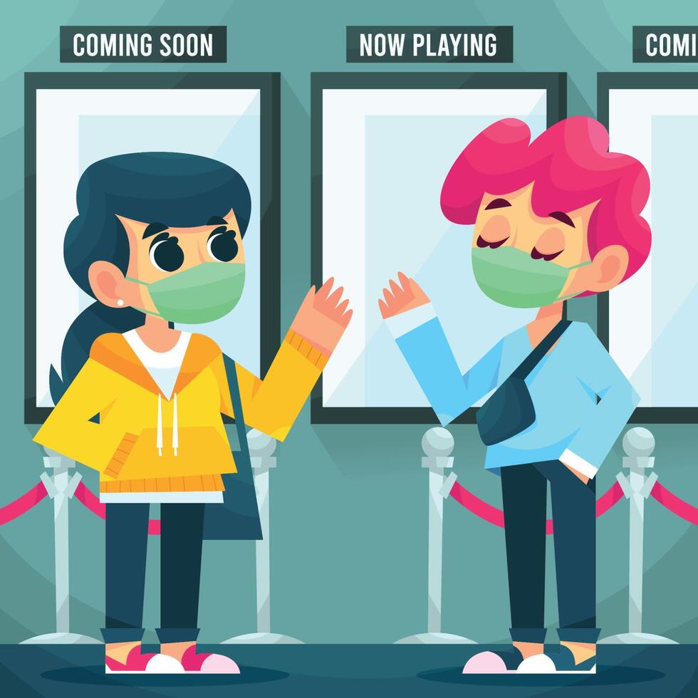 Couple Date At The Cinema During The New Normal vector