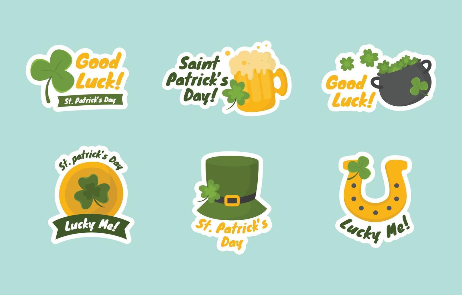 Saint Patrick's Day with Clover elements Sticker Set vector