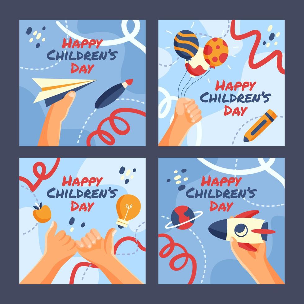 Childrens Day Card Collection vector
