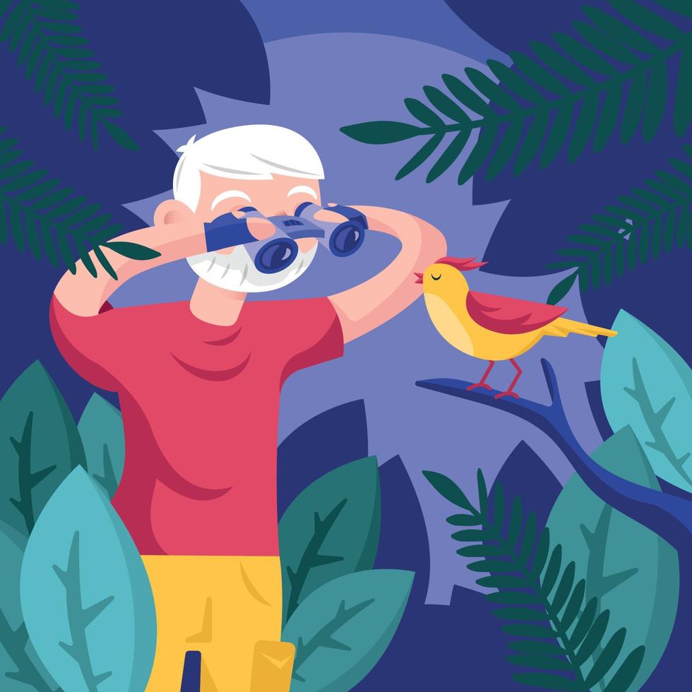 Bird Watcher with Binoculars vector