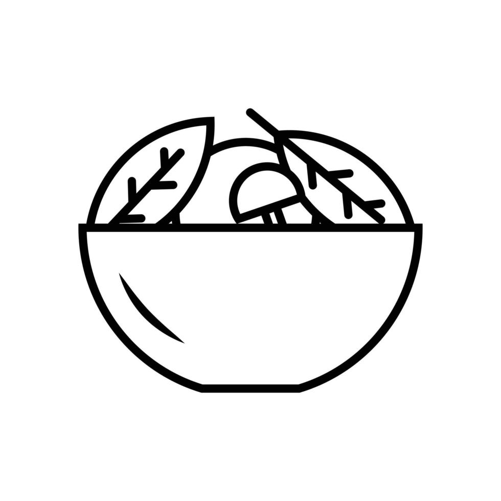 Salad in bowl thin line icon. Healthy food. Modern vector design for salad bar.