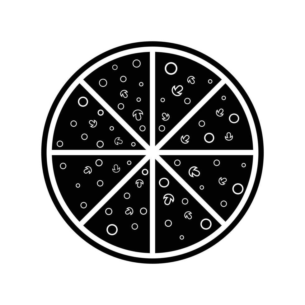 Icon Pizza in flat style isolated on white background. Food silhouette. Vector illustration design.