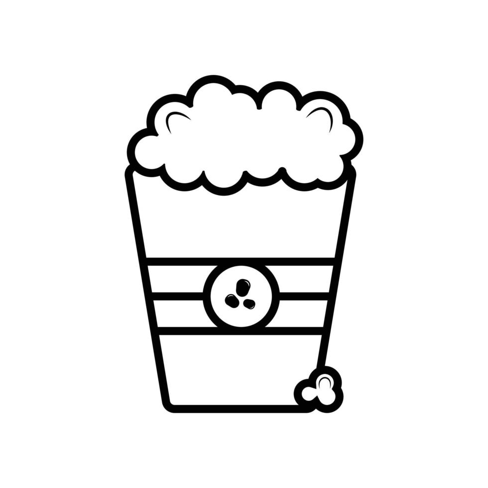 Popcorn line icon. Pop corn, bucket, box. Cinema concept. Vector illustration can be used for watching movie, takeaway food, snack.
