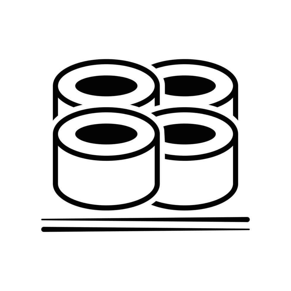 vector icono de sushi y palillos. moderno icono de sushi plano y palillos de la colección de alimentos aislado en fondo blanco. el diseño vectorial se puede utilizar para diseño gráfico web y móvil, logotipo.