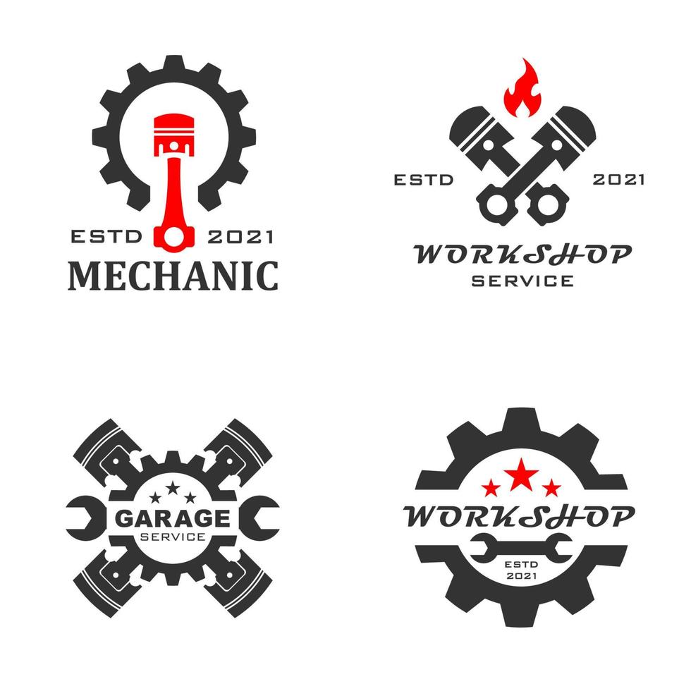 logotipo vintage de taller mecánico vector