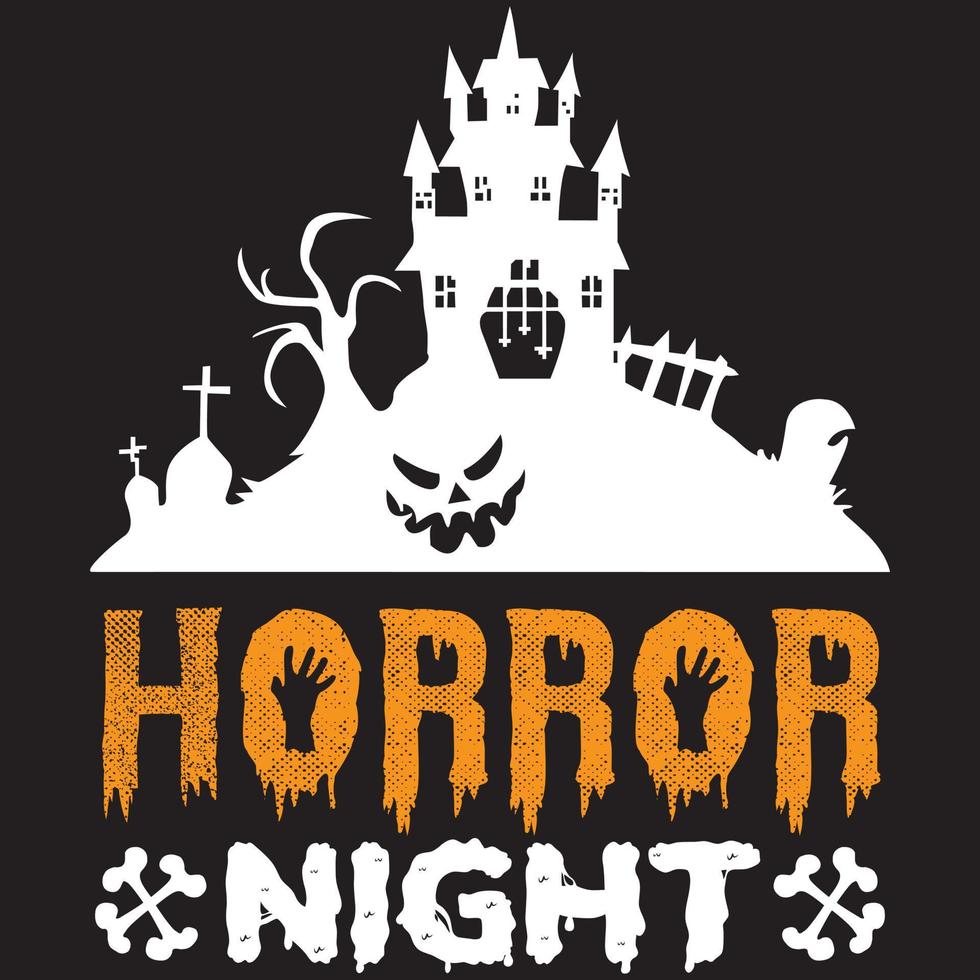 diseño de camiseta de noche de terror vector