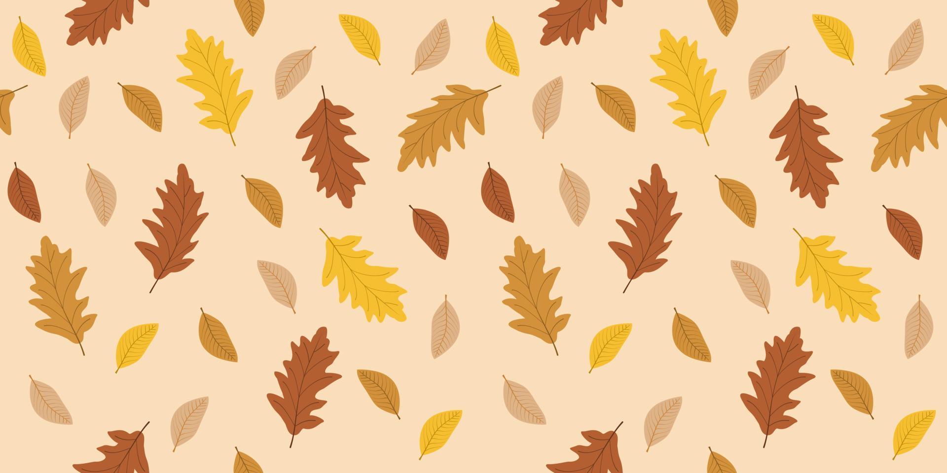 hojas de otoño de patrones sin fisuras. fondo de ilustración de temporada de otoño floral vector