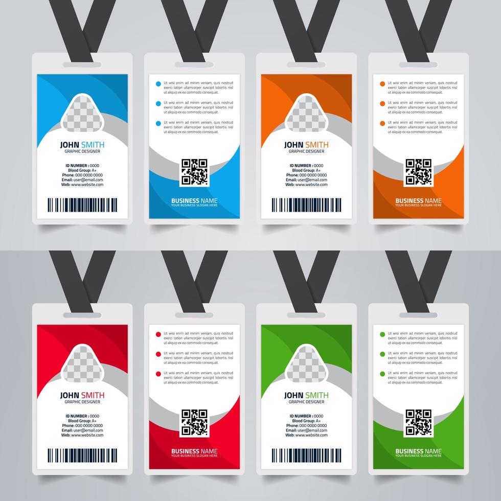 Simple office employees ID card template design. Creative Business stationery identity cards. vector