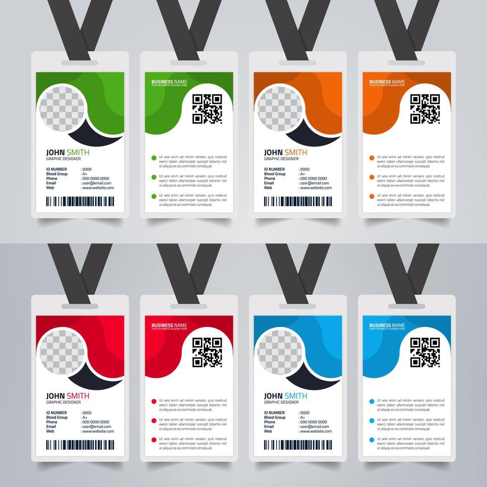 diseño de plantilla de tarjeta de identificación de empleados de oficina simple. tarjetas de identidad de papelería comercial creativa. vector