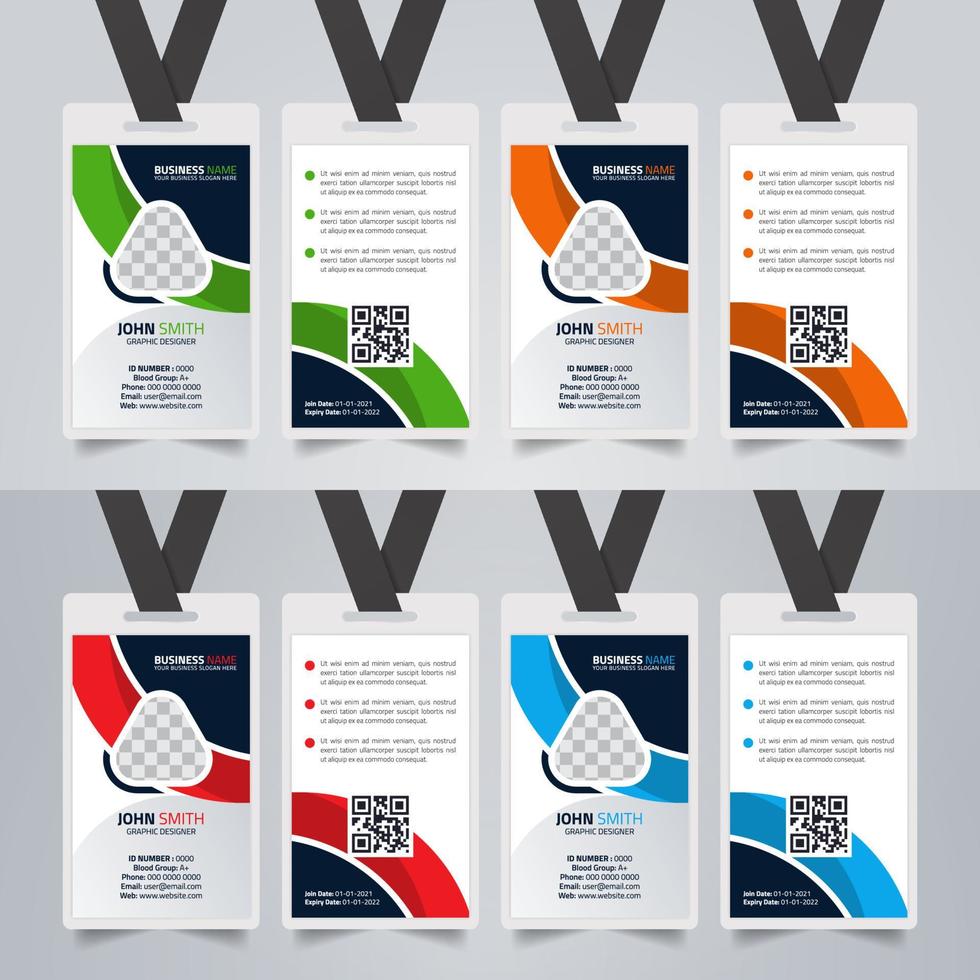 Simple office employees ID card template design. Creative Business stationery identity cards. vector