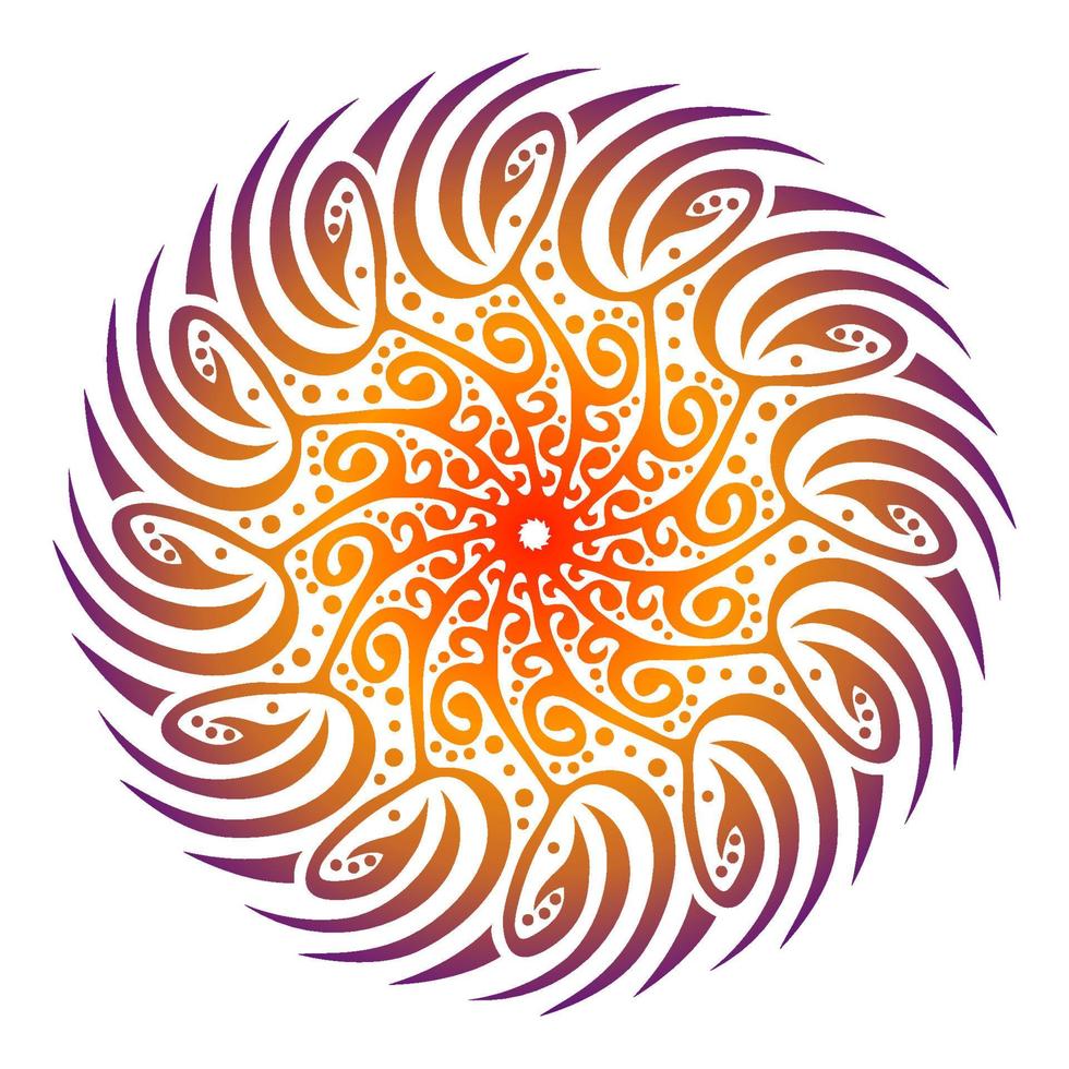 mandala art, design of flower, tribal art, sun and fire color vector