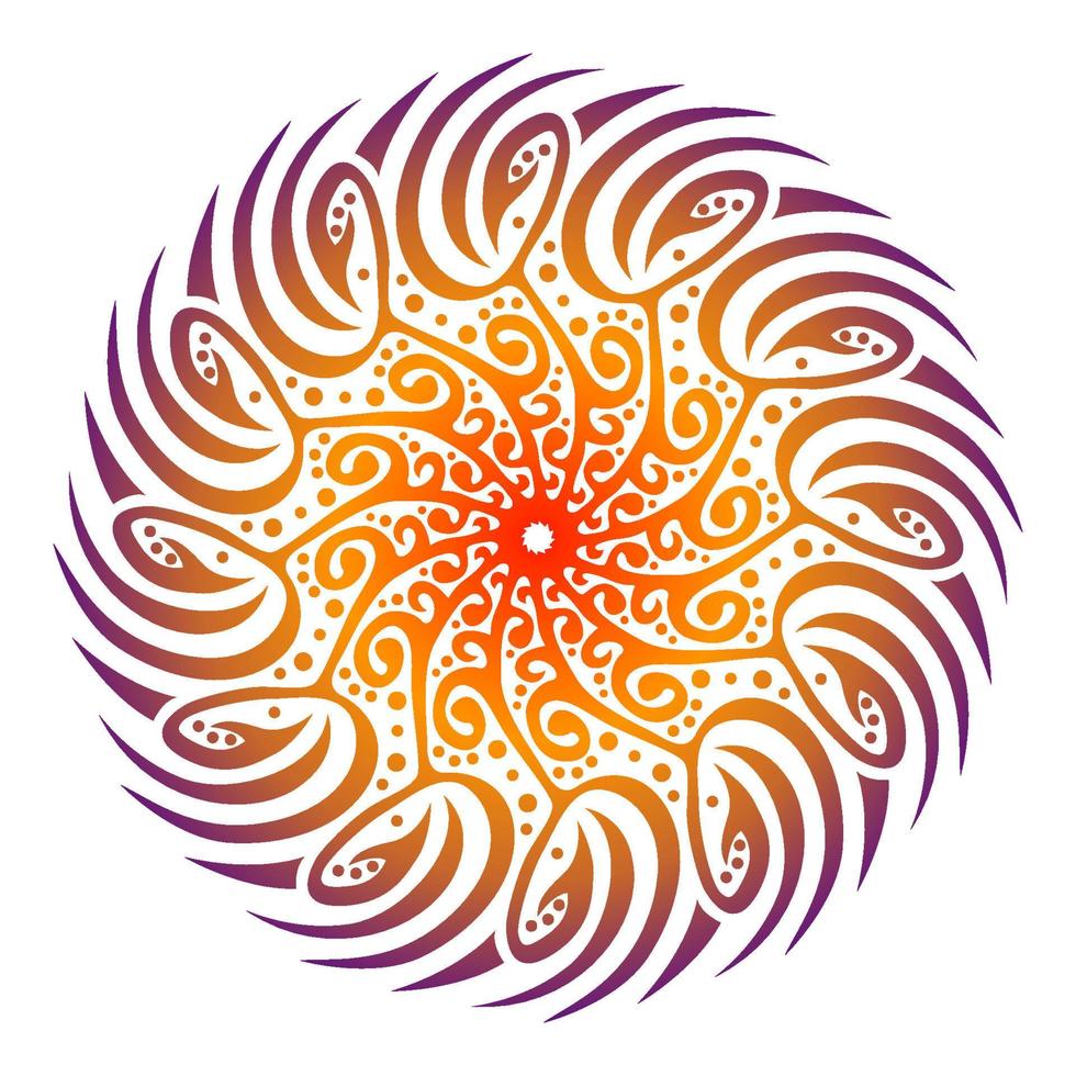 arte mandala, diseño de flor, arte tribal, color sol y fuego vector