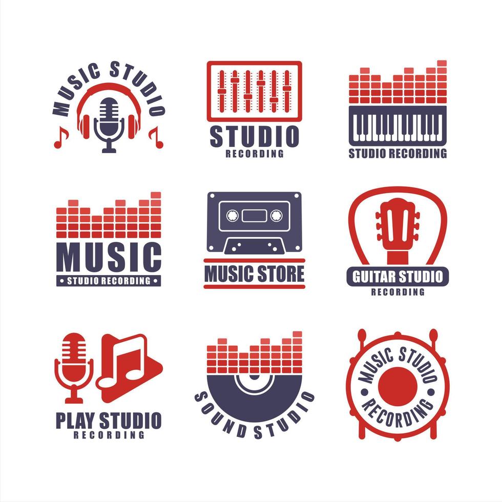 colecciones de insignias de grabación de estudio de música vector