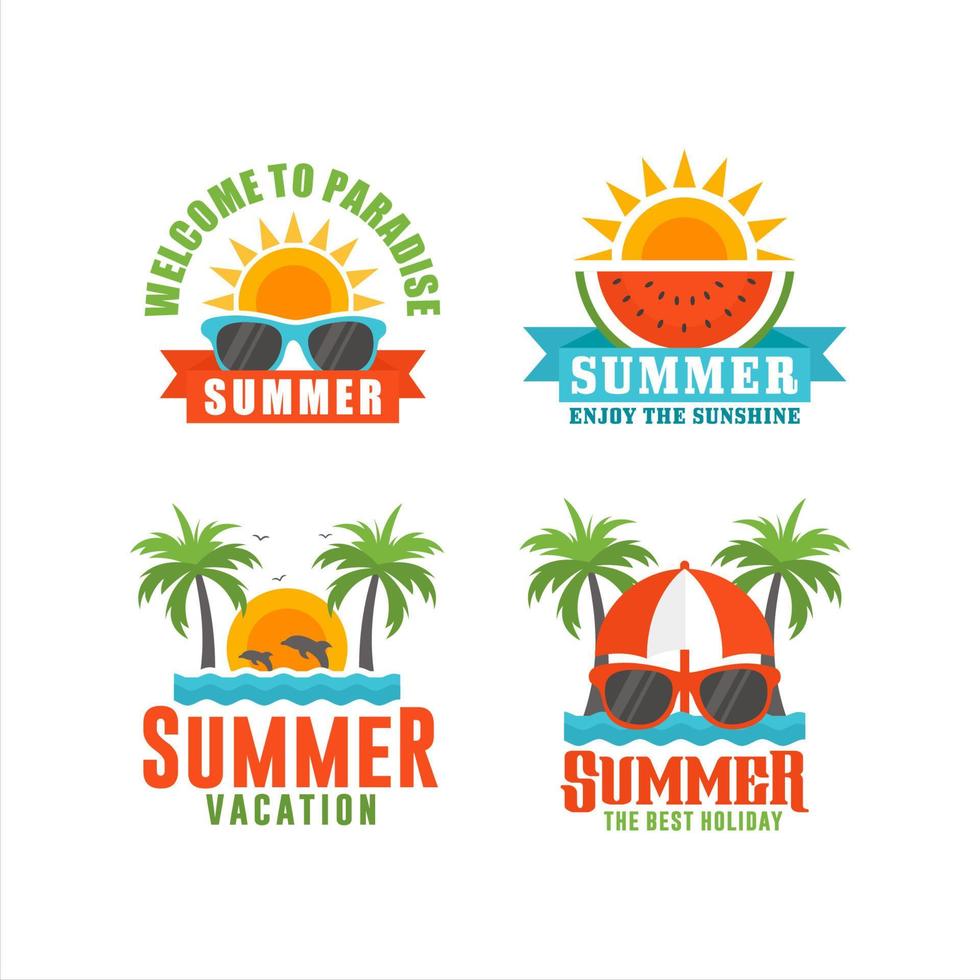 colección de etiquetas de verano de diseño plano vector