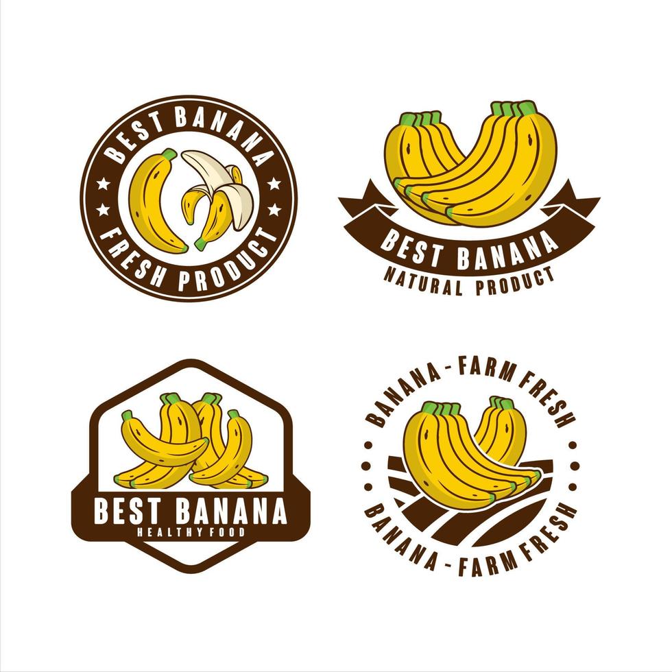 colección de etiquetas de productos naturales frescos de granja de plátanos vector