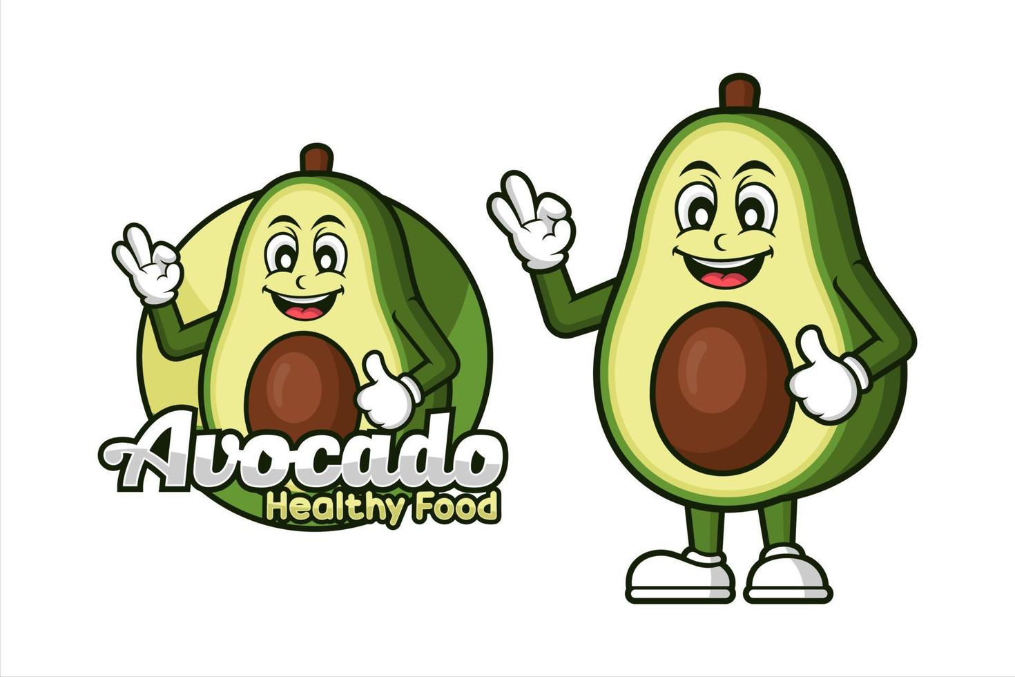 mascota de diseño de vector de comida saludable de aguacate