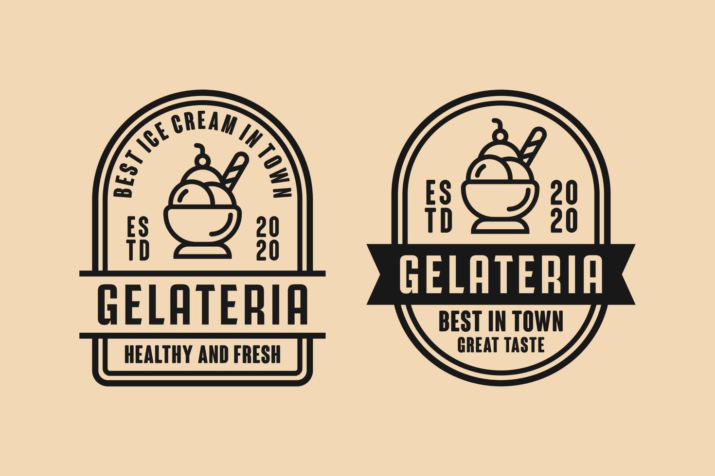 Gelateria ice cream premium logo collection vector