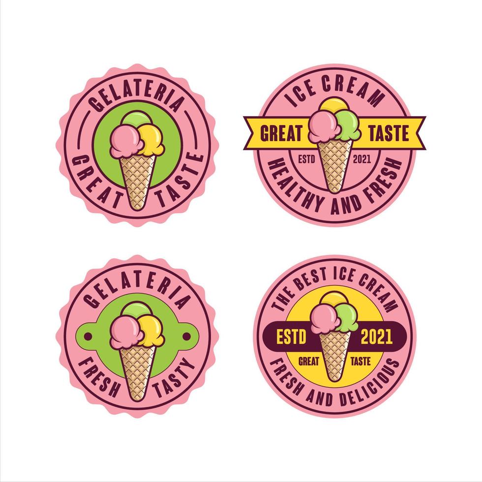 Ice Cream label design premium collectiction vector