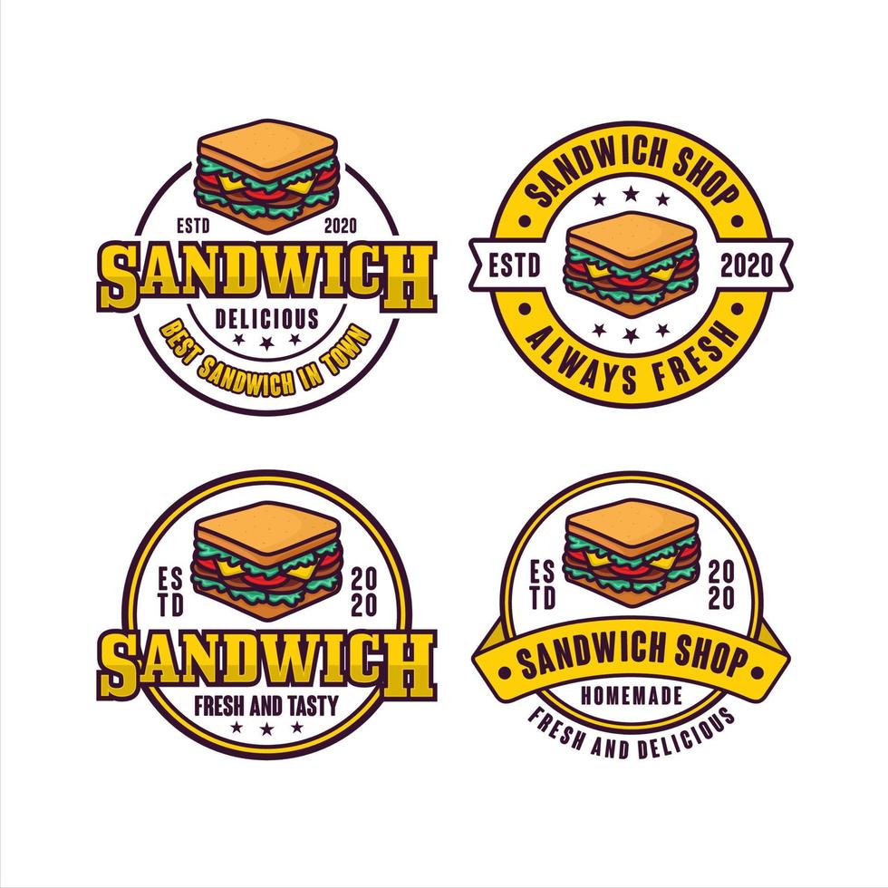 colección de logotipos de diseño vectorial de placa de tienda de sándwiches vector