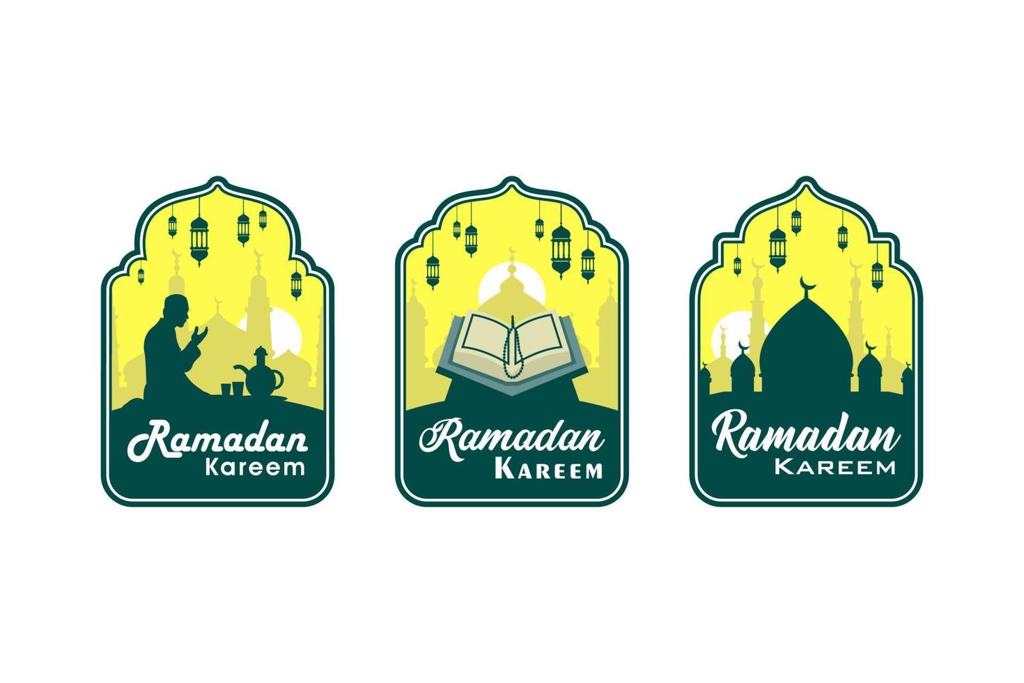 diseño de vector de insignia de ramadán kareem de etiqueta plana