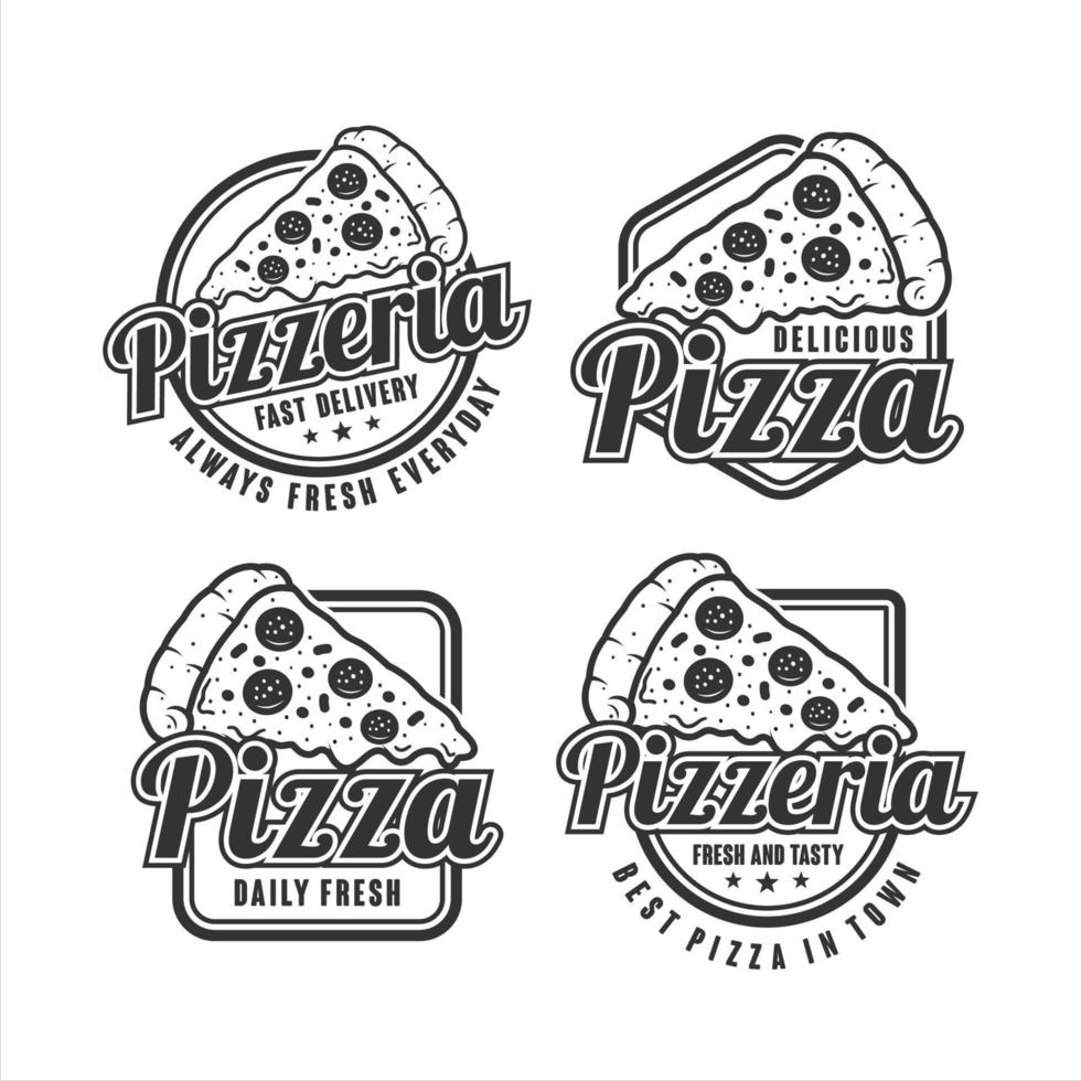 Badge pizza logo vector design set