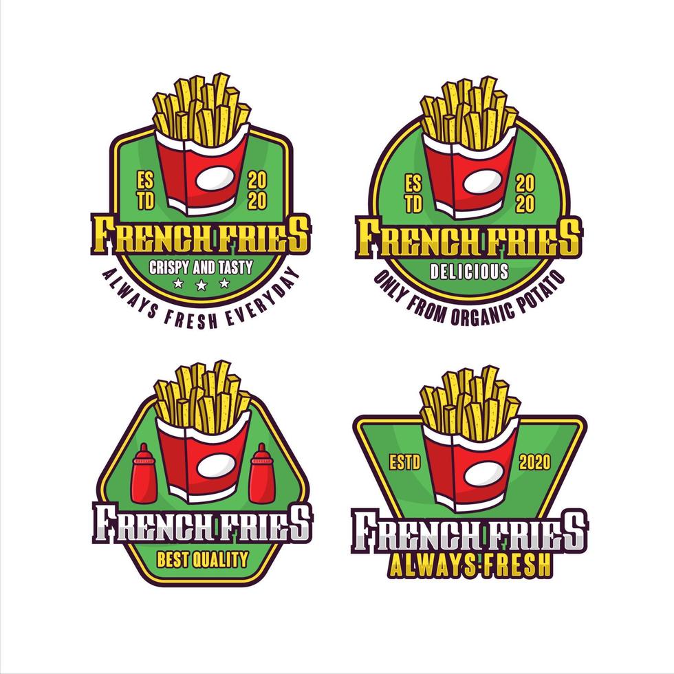 French Fries lebel vector design logo collection