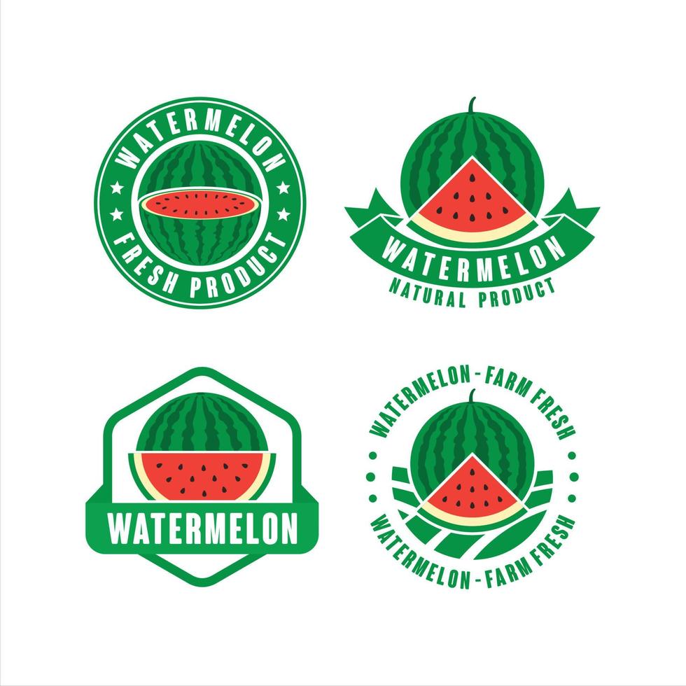 Watermelon farm fresh natural product label collection Collection vector