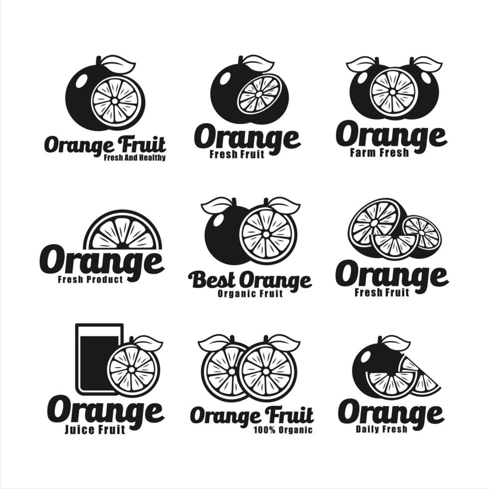 colección de logotipos de diseño de vectores de frutas de jugo de naranja