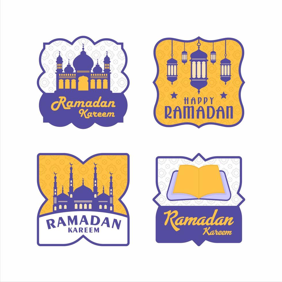 colección de vectores de insignia plana de ramadán