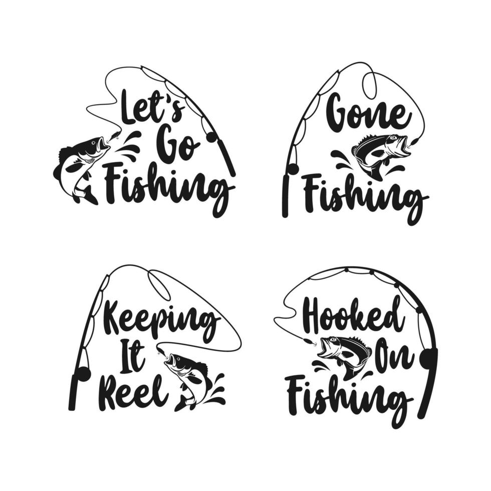 Lettering Fishing Logo Vector Design Collection