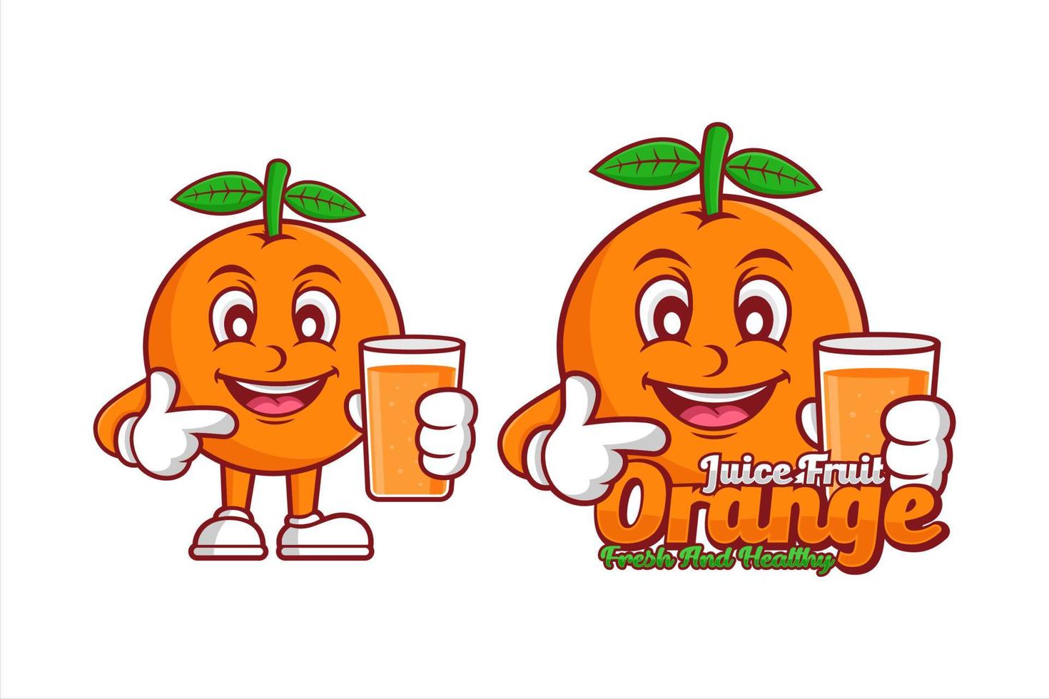 logotipo de diseño de mascota de naranja de fruta de jugo vector