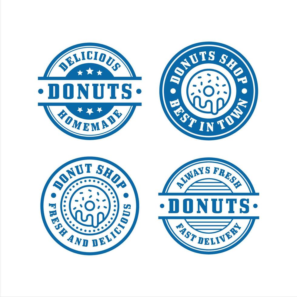 colección premium de diseño de sellos de donas vector