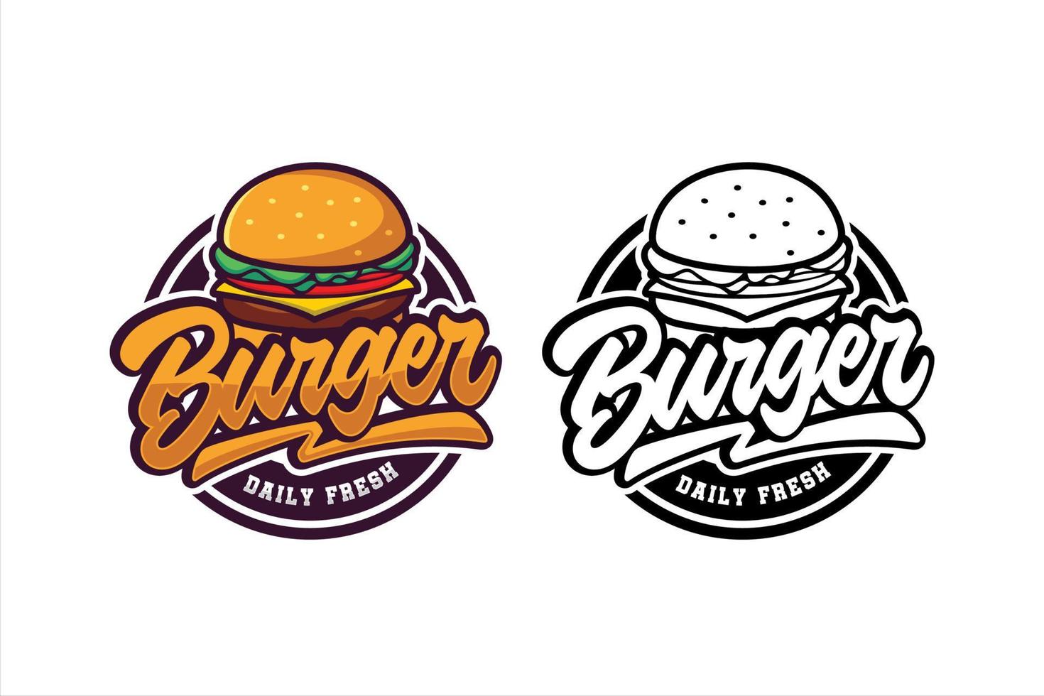 logotipo de diseño de vector fresco diario de hamburguesa