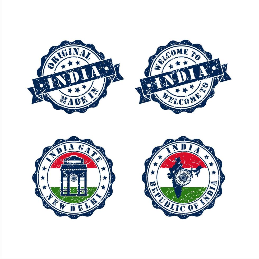 Stamp original mede in india collection vector