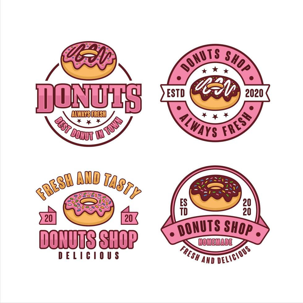 donuts tienda insignia vector diseño colección