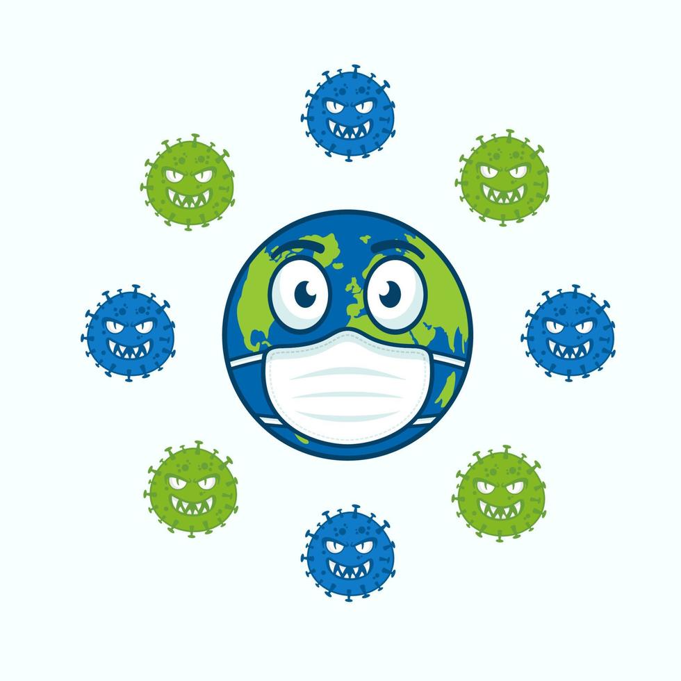 Earth mask corona virus illustration vector