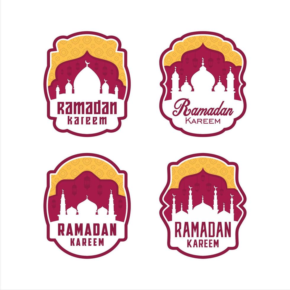 conjunto de diseño de etiqueta plana de ramadán vector