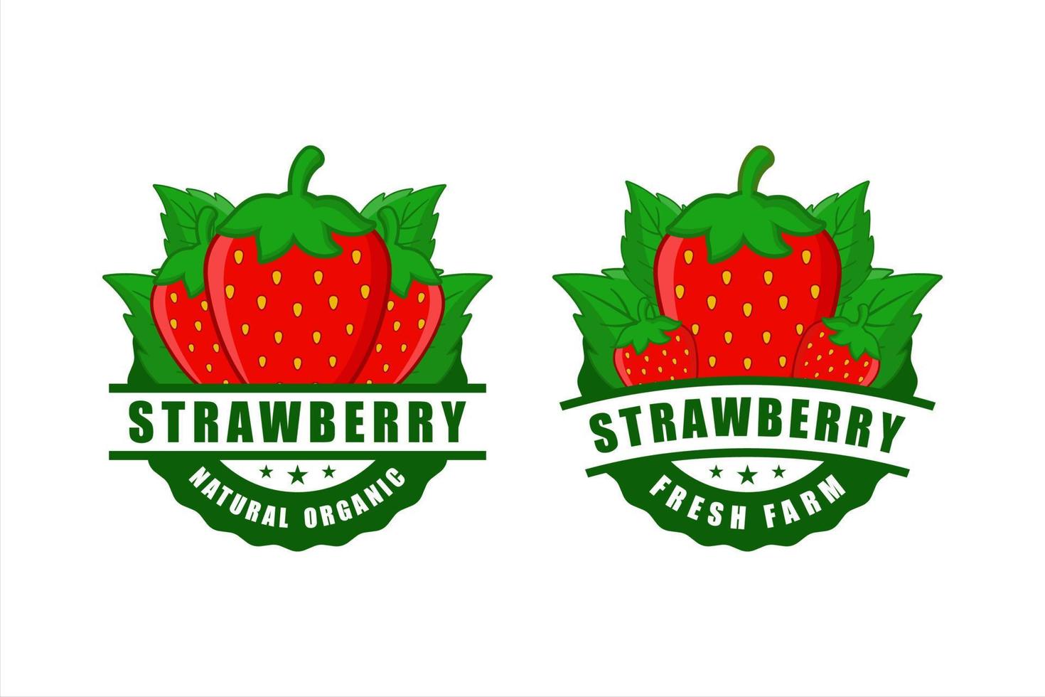 Strawberry natural organic fram fresh badge design2 vector