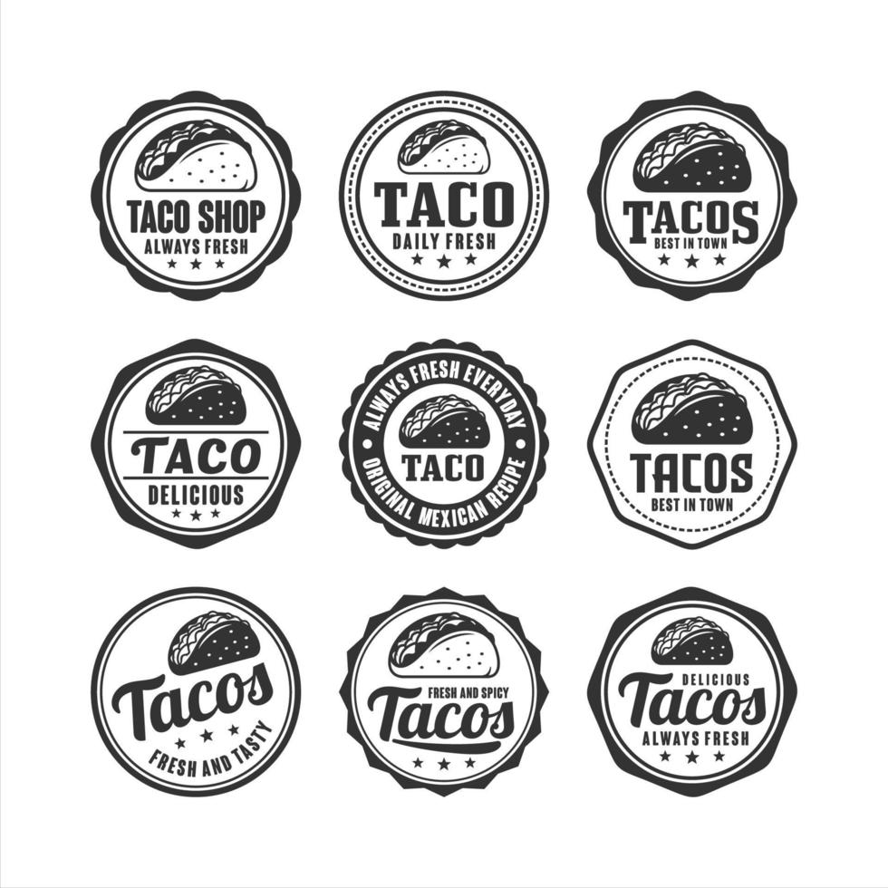 badge stamp taco design collection vector