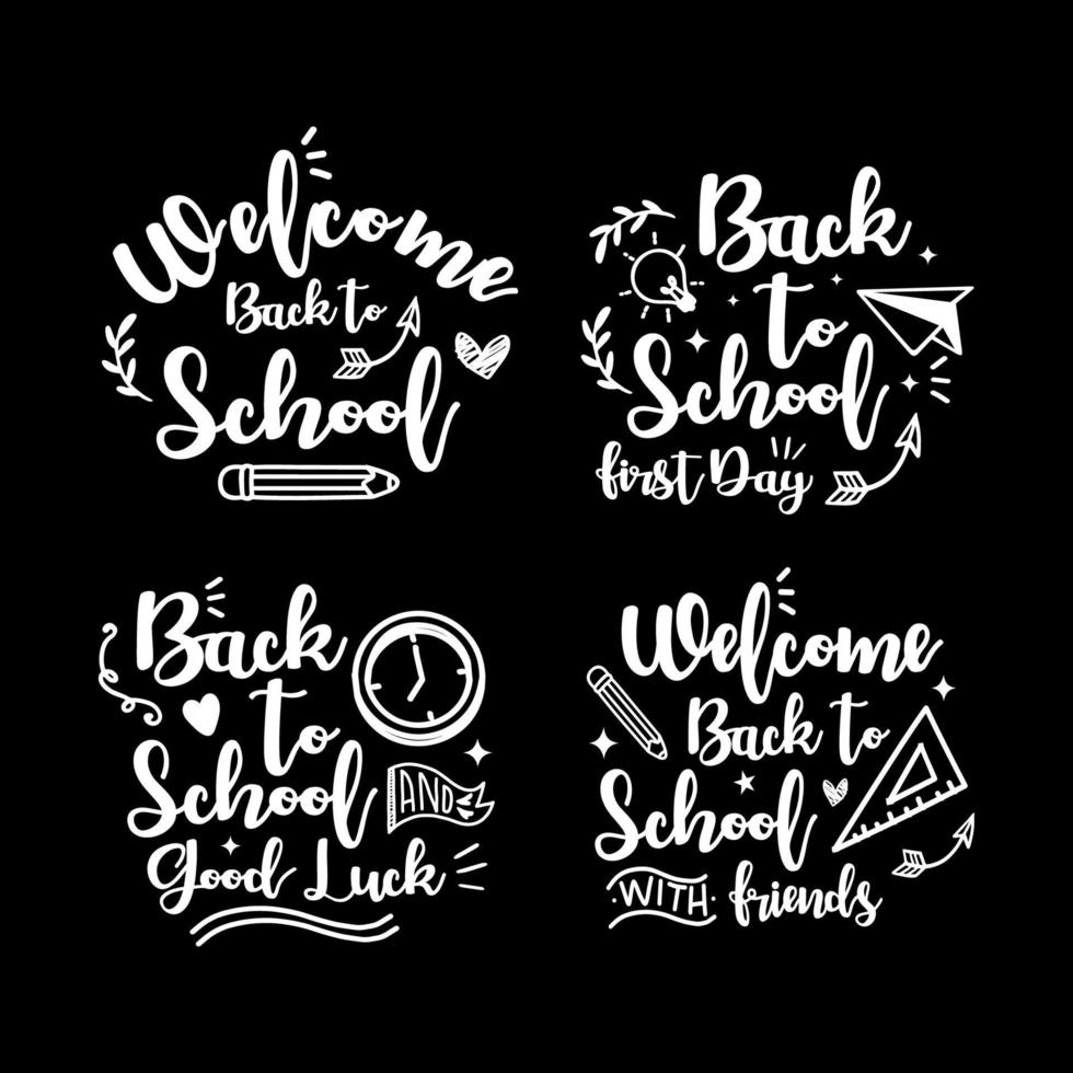 Welcome back to school lettering vector design collection