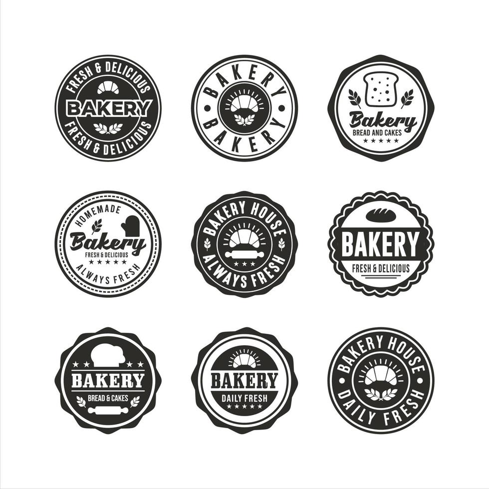 logotipos de insignias de panadería colecciones de sellos vector