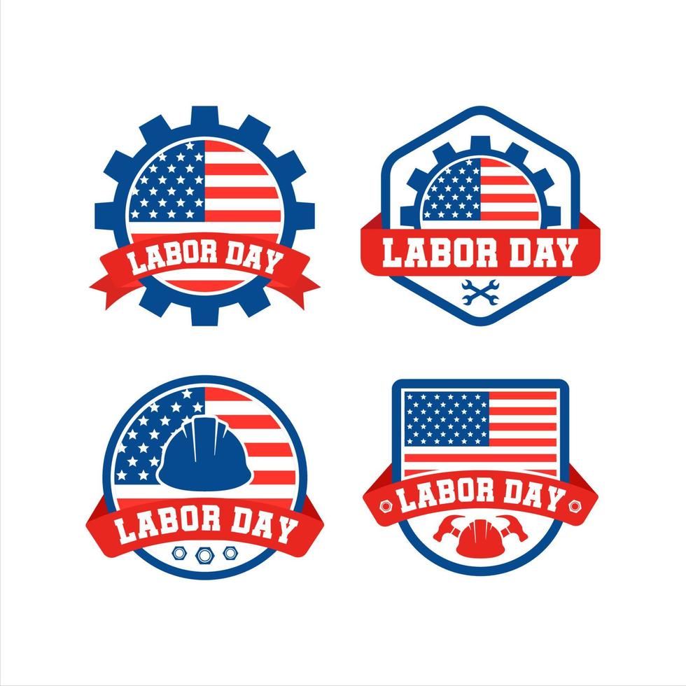 Labor Day Of America Badge Logo Collection vector
