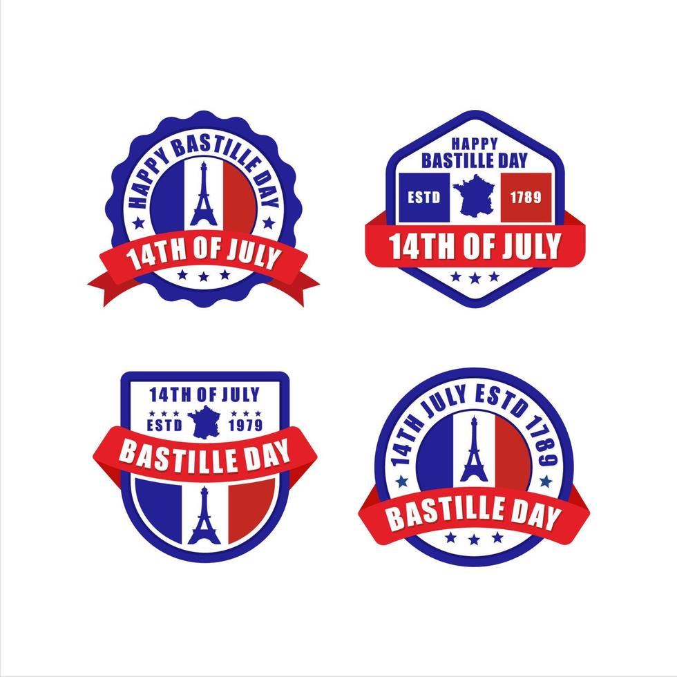 Badge Happy Bastille Day 14 th July Paris France Collection vector