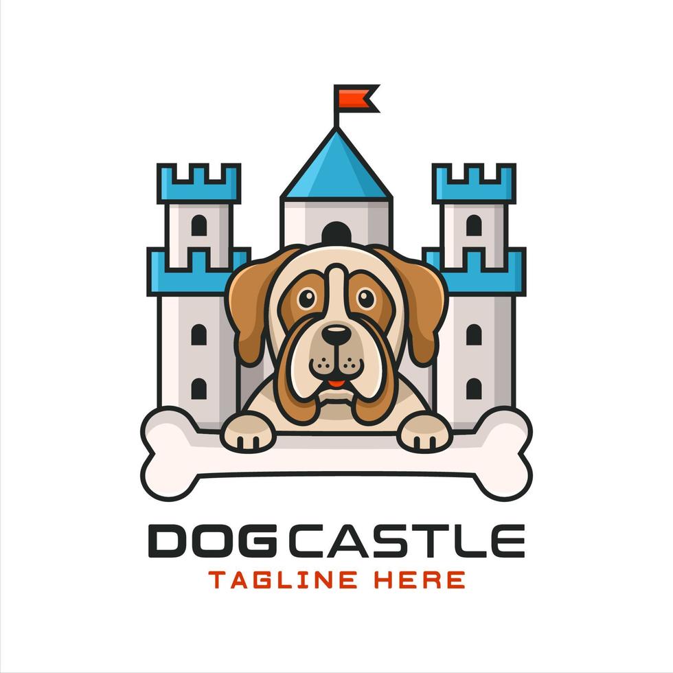 Dog castle vector design logo