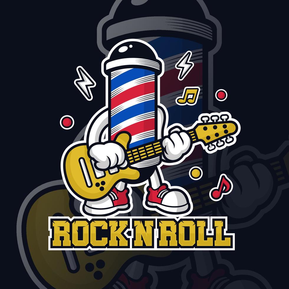 Lámpara de barbería personaje tocando la guitarra ilustración vectorial vector